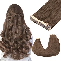 Goo Goo Tape In Hair Extensions Human Hair 5 Light Ash Brown 24Inch 100G 40Pcs Thick Ends Straight Seamless Tape In Invisibl