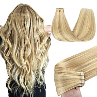 Goo Goo Tape In Hair Extensions Human Hair 18D22F Dirty Blonde Highlights 12Inch 50G 20Pcs Thick Ends Straight Seamless Tape