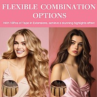 Goo Goo Tape In Hair Extensions Human Hair 18Et90A Natural Blonde Balayage 14Inch 100G 40Pcs Thick Ends Straight Seamless Tap