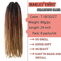 Marley Hair 24 Inch Marley Twist Hair Afro Twist Marley Braiding Hair For Faux Locs Crochet Hair Synthetic Hair Extensions8Pack