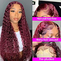 24 Inch Burgundy Lace Front Wigs Human Hair Wigs 180 Density 13X4 Red Deep Wave Lace Front Wigs Human Hair Pre Plucked With Bab