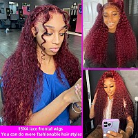 24 Inch Burgundy Lace Front Wigs Human Hair Wigs 180 Density 13X4 Red Deep Wave Lace Front Wigs Human Hair Pre Plucked With Bab