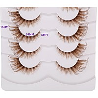 Gmagictobo Natural Brown Lashes Fluffy Wispy False Eyelashes Cat Eye Look Clear Band Lashes Pack 8 Pairs