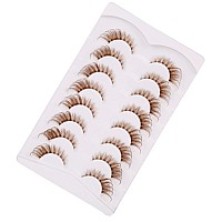 Gmagictobo Natural Brown Lashes Fluffy Wispy False Eyelashes Cat Eye Look Clear Band Lashes Pack 8 Pairs