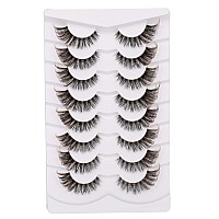 Gmagictobo False Eyelashes Fluffy Cat Eye Look Clear Band Lashes With Brown Tails Soft Strips Natural Eyelashes 8 Pairs