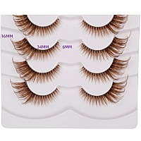 Gmagictobo Brown False Eyelashes Natural Lashes Cat Eye Clear Band Lashes Fluffy Eyelashes Pack 8 Pairs