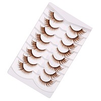 Gmagictobo Brown False Eyelashes Natural Lashes Cat Eye Clear Band Lashes Fluffy Eyelashes Pack 8 Pairs