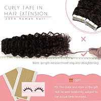 Jerry Curly Tape In Human Hair Extensions For Black Women 3B 3C Darkest Brown Soft Remy Human Hair Tape In Extensions Curly 14In