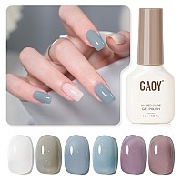 Gaoy Mizzle Gel Nail Polish Jelly Milky White Blue Gray Purple Sheer Gel Polish Kit For Salon Gel Manicure And Nail Art Diy At