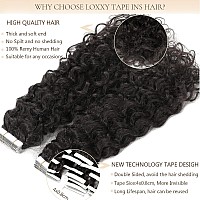 Loxxy Tape In Hair Extensions Curly Human Hair Thick Jerry Curly Remy Hair Tape In Hair Extensions For Goddess 3B 3C 50Grams Cur