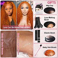 Azkiu Bye Bye Knotsglueless Ginger Orange Wigs Human Hair Pre Plucked Pre Cut 13X4 Hd Lace Closure Wigs Human Hair Deep Wave Lac