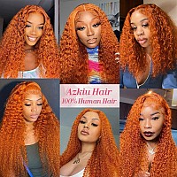 Azkiu Bye Bye Knotsglueless Ginger Orange Wigs Human Hair Pre Plucked Pre Cut 13X4 Hd Lace Closure Wigs Human Hair Deep Wave Lac