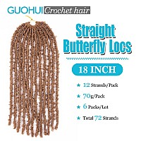 Guohui Butterfly Locs Crochet Hair 18 Inch Dark Brown 6 Packs All Handmade Pre Looped Soft Distressed Faux Locs Braids For Women