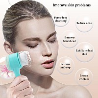 Beomeen Face Brush 2 In 1 Silicone Facial Cleansing Exfoliating Brush Soft Bristles Pore Deep Cleansing Manual Dual Face Wash S