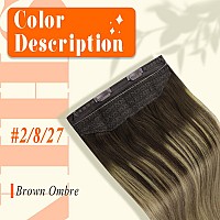 Full Shine Invisible Wire Hair Extensions Balayage Clip In Hair Extensions Real Human Hair Color Brown To Ash Brown Mix Blonde S