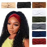 Dreshow 8 Pack Headbands For Women Yoga Knotted Headbands Elastic Criss Cross Hair Accessories Sports Head Wrap Non Slip