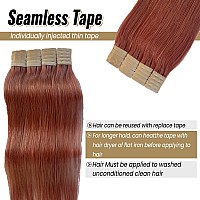 Tape In Hair Extension 18Inch 100 Real Human Hair Tape In Extension For Women 14 Auburn Color Skin Weft Pu Tape In Extensions