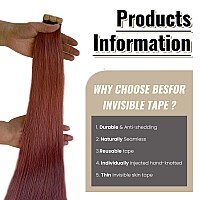 Tape In Hair Extension 18Inch 100 Real Human Hair Tape In Extension For Women 14 Auburn Color Skin Weft Pu Tape In Extensions