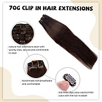 Clip In Hair Extensions Real Human Hair Dark Brown Human Hair Clip In Extensions Straight Human Hair Clip Ins Double Weft Hair