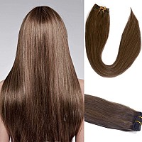 Clip In Hair Extensions Real Human Hair 22 Inch 70G Brown Clip In Hair Extensions Human Hair Straight Human Hair Clip Ins Doubl