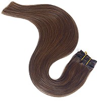 Clip In Hair Extensions Real Human Hair 22 Inch 70G Brown Clip In Hair Extensions Human Hair Straight Human Hair Clip Ins Doubl