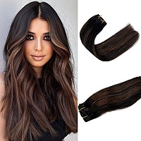 Clip In Hair Extensions Real Human Hair 12 Inch 70G Brown Clip In Hair Extensions Human Hair Straight Human Hair Clip Ins Doubl