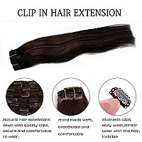 Clip In Hair Extensions Real Human Hair 12 Inch 70G Brown Clip In Hair Extensions Human Hair Straight Human Hair Clip Ins Doubl