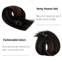 Clip In Hair Extensions Real Human Hair 12 Inch 70G Brown Clip In Hair Extensions Human Hair Straight Human Hair Clip Ins Doubl