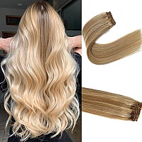 Clip In Hair Extensions Real Human Hair 27613 Honey Blonde Highlighted Bleach Blonde Clip In 100 Brazilian Remy Human Hair Ex