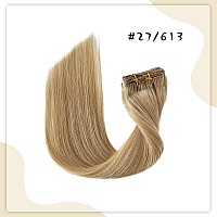 Clip In Hair Extensions Real Human Hair 27613 Honey Blonde Highlighted Bleach Blonde Clip In 100 Brazilian Remy Human Hair Ex