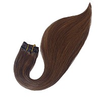 Clip In Hair Extensions Real Human Hair 16 Inch 70G Brown Clip In Hair Extensions Human Hair Straight Human Hair Clip Ins Doubl