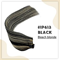 Clip In Hair Extensions Real Human Hair Natural Black Highlighted Blonde 613 Clip In Hair Extensions Straight Hair Extensions C