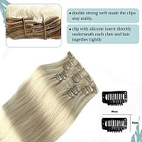 Clip In Hair Extensions Real Human Hair 22Inch 70G 613 Bleach Blonde Clip In 100 Brazilian Remy Human Hair Extensions 7Pcs P