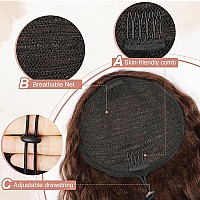 Alxnan Wavy Curly Ponytail Extension Long Soft 18 Ombre Auburn Drawstring Ponytail For Black Women Natural Synthetic Hairpiec