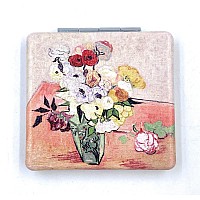 Aeisage Small Purse Mirror Van Gogh Japanese Vase With Roses And Anemones Mirror Floral Compact Mirror Bridesmaid Mirrors For We