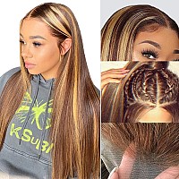 Faba Ombre Highlight Lace Front Wig Human Hair 22 Inch Highlight 13X4 Colored Hd Lace Frontal Wigs 427 Honey Blonde Straight Wi