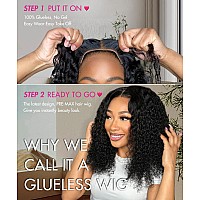 6X5 Glueless Curly Bob Wigs Human Hair Pre Plucked Pre Cut 14Inch Kinky Curly Wear And Go Glueless Wig Human Hair Deep Curly Hd