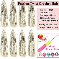 Alrence Passion Twist Crochet Hair 8 Packs Pre Twisted Passion Twist Hair For Women Soft Bohe Prelooped Crochet Braids 14 Inch