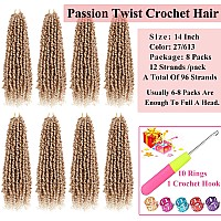 Alrence Passion Twist Crochet Hair 8 Packs Pre Twisted Passion Twist Hair For Women Soft Bohe Prelooped Crochet Braids 14 Inch