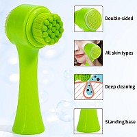 Beomeen Face Brush 2 In 1 Silicone Facial Cleansing Exfoliating Brush Soft Bristles Pore Deep Cleansing Manual Dual Face Wash S