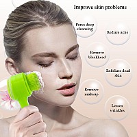 Beomeen Face Brush 2 In 1 Silicone Facial Cleansing Exfoliating Brush Soft Bristles Pore Deep Cleansing Manual Dual Face Wash S