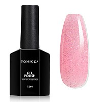 Tomicca Nude Pink Glitter Gel Nail Polish Sparkle Light Pink Gel Polish Soak Off Uv Transparent Shimmer Clear Pink Nail Polish