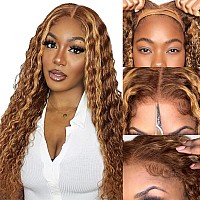 Highlight Blonde Wear And Go Glueless Curly Wig Human Hair Pre Plucked Deep Wave No Glue Curly Wigs Pre Cut 13X4 Transparent Lac