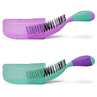 Nuway 4Hair Us Patented Detangler Hair Brush For Men Women Purple Teal Hair Comb For Scalp Care Fast Dry Venting Sch