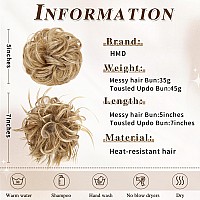 Hmd 2Pcs Messy Hair Bun Hair Piece Tousled Updo Messy Bun Messy Curly Hair Bun Extensions Synthetic For Women Messy Donut Updo C