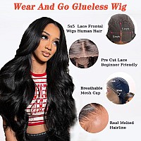 28 Inch 5X5 Hd Lace Closure Wigs Human Hair Wear And Go Glueless Wigs Human Hair Pre Plucked Pre Cut 180 Density Body Wave Lace