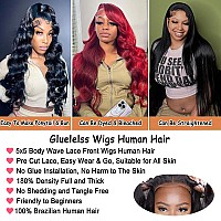 28 Inch 5X5 Hd Lace Closure Wigs Human Hair Wear And Go Glueless Wigs Human Hair Pre Plucked Pre Cut 180 Density Body Wave Lace