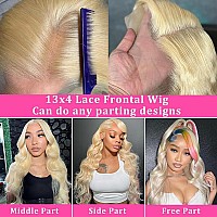 Caijuxing 613 13X4 Lace Front Wig Human Hair 26 Inch Blonde Wig Human Hair 180 Density Body Wave Lace Front Wigs Human Hair Pre