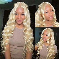 Caijuxing 613 Lace Front Wig Human Hair 613 Blonde Body Wave 13X4 Hd Transparent Lace Front Wig Human Hair Pre Plucked Blonde Wi