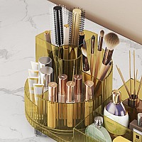 Makeup Organizer Countertop Rotating Makeup Organizer For Vanity Large Capacity Cosmetic Display Case With Makeup Brush Holder C